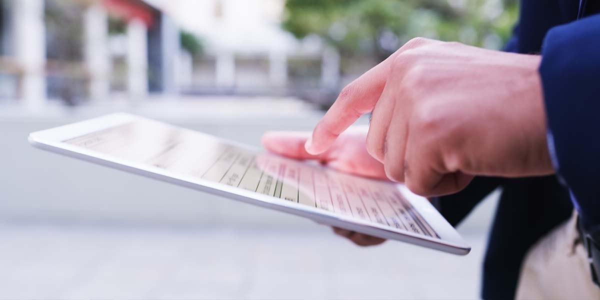 person working on a tablet